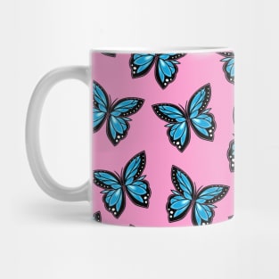 Flying Blue Butterfly Pattern Mug